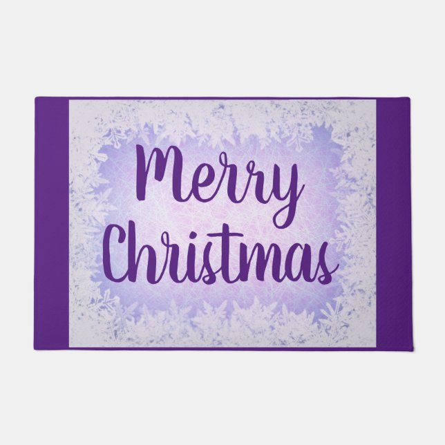 Purple and lilac frost Merry Christmas Doormat (Front)
