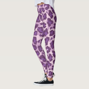 Purple and lilac leopard print leggings