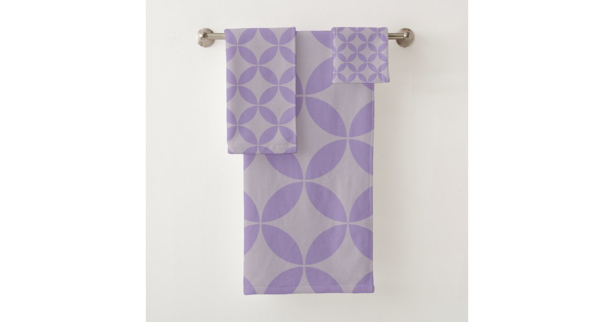 Purple and Lilac Mid Century Modern Pattern Bath Towel Set Zazzle