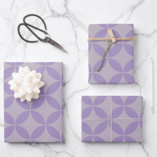 Purple and Lilac Mid Century Modern Pattern Wrapping Paper Sheet