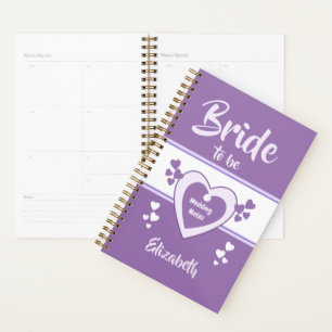 Purple and lilac with love hearts wedding bride planner