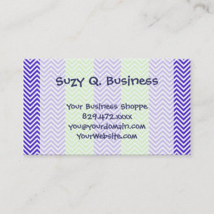 Purple and Lime Green Striped Chevron Zig Zags Business Card