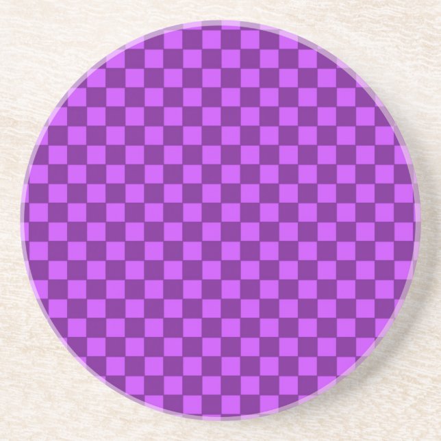 Purple and Magenta Chequerboard Pattern Coaster (Front)