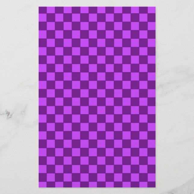 Purple and Magenta Chequerboard Pattern Stationery (Front)