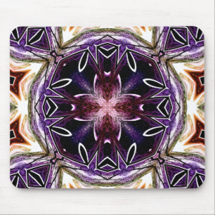 Purple and Magenta Cosmic Kaleidoscope Pattern Mouse Mat