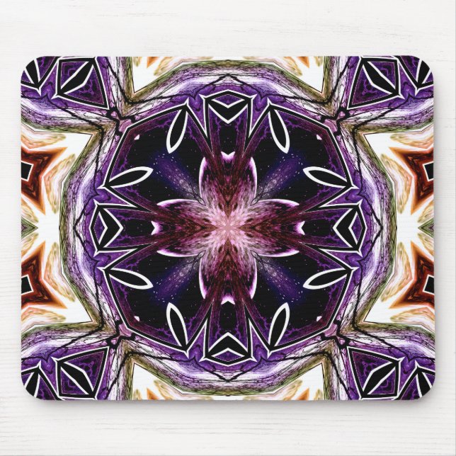Purple and Magenta Cosmic Kaleidoscope Pattern Mouse Mat (Front)