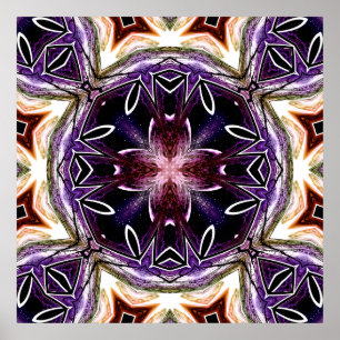Purple and Magenta Cosmic Kaleidoscope Pattern Poster