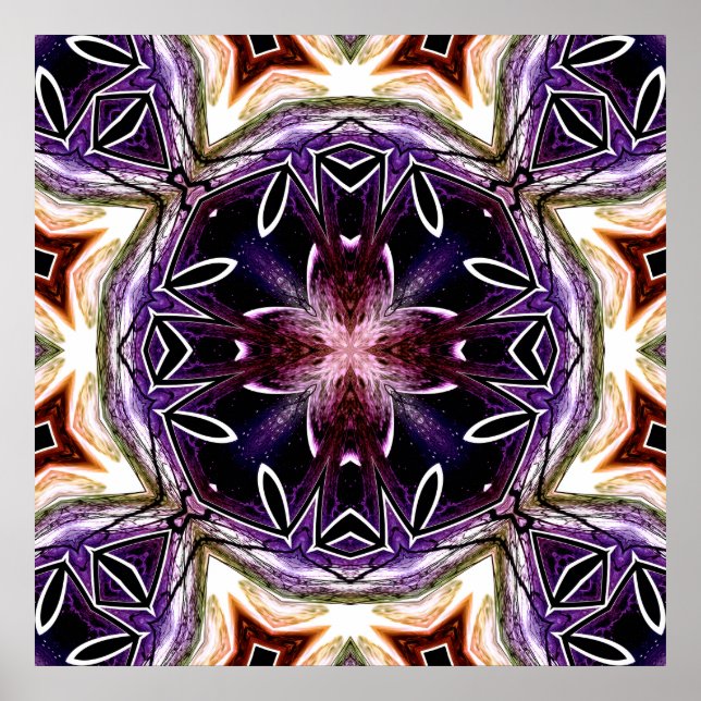 Purple and Magenta Cosmic Kaleidoscope Pattern Poster (Front)