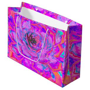 Purple and Magenta Succulent Sedum Rosette Large Gift Bag