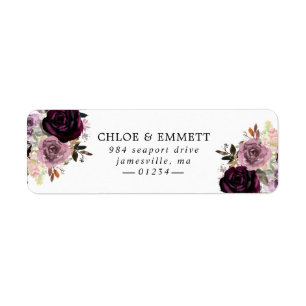 Purple and Mauve Pink Floral Return Address