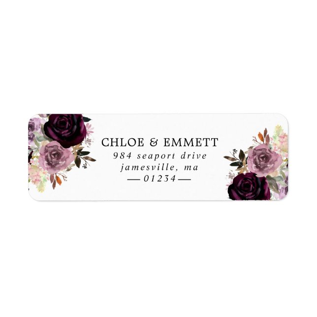 Purple and Mauve Pink Floral Return Address (Front)