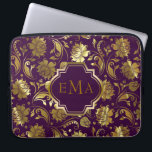 Purple And Metallic Gold Floral Pattern Laptop Sleeve<br><div class="desc">Elegant dark purple and metallic gold floral pattern. It is available on other products.</div>
