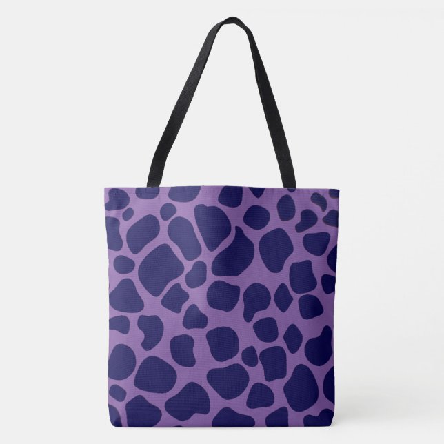 Purple and Midnight Blue Giraffe Tote Bag (Front)