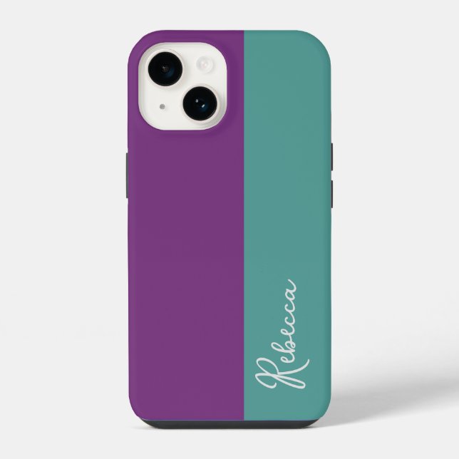 Purple and Mint Colour Block Phone Case (Back)