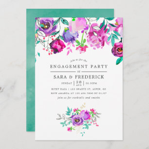 Purple and Mint Floral Engagement Party invitation