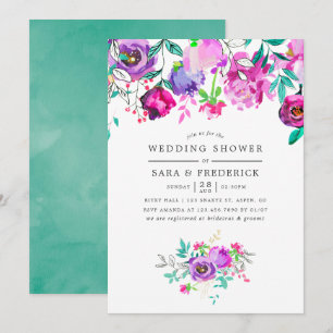 Purple and Mint Floral Wedding Shower invitation