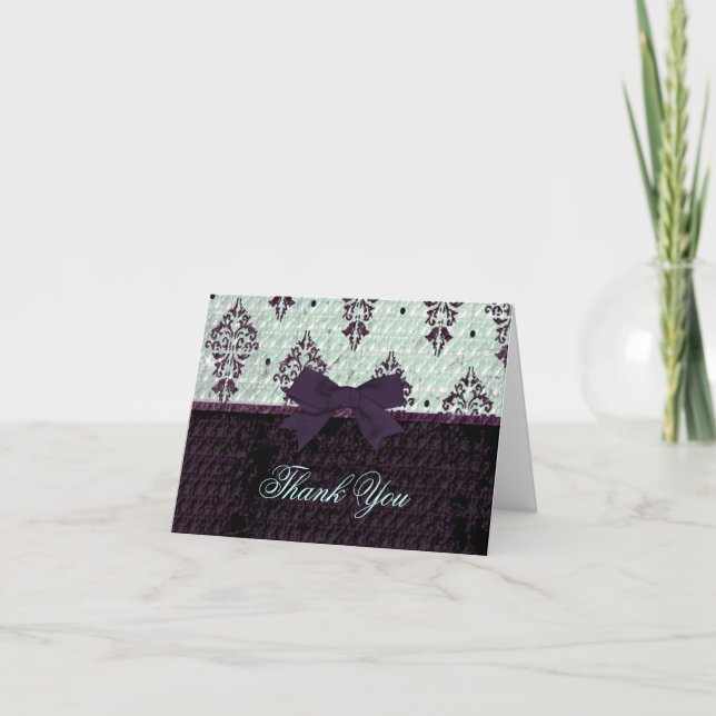 Purple and mint Thank You card (Front)