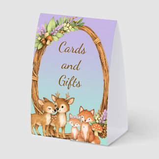 Purple and Mint Woodland Animals Cards and Gifts