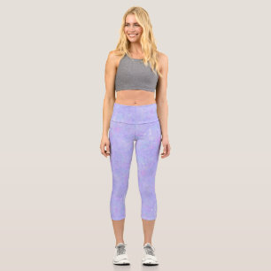 Purple and Multicolor Flakes Capri Leggings