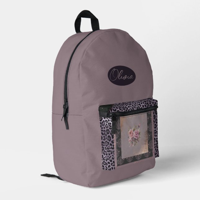 Purple and muted purple, rose, backpack (Back Corner Left)