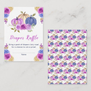 Purple and Navy Blue Floral Pumpkins Baby Shower Enclosure Card