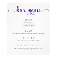 Purple and Off White Wedding Bar Menu Poster
