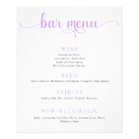 Purple and Off White Wedding Bar Menu Poster