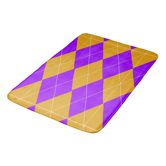 Purple and Orange Argyle Bath Mat (Angled)