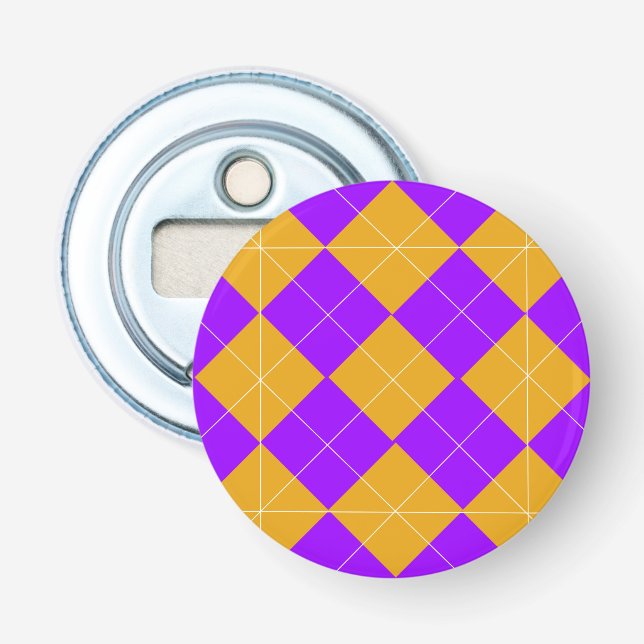 Purple and Orange Argyle Bottle Opener (Front)