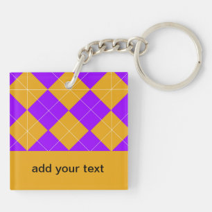 Purple and Orange Argyle Key Ring