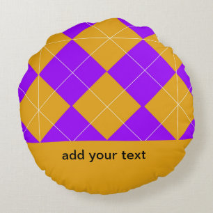 Purple and Orange Argyle Round Cushion