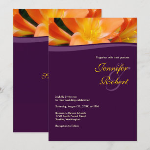 Purple and Orange Budget Wedding Invitation