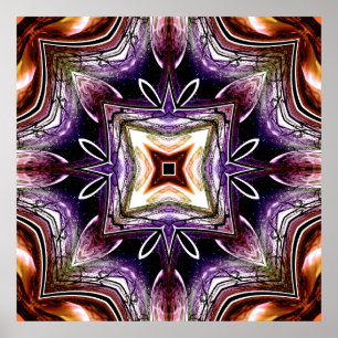 Purple and Orange Cosmic Kaleidoscope Design Poster