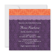 Purple and Orange Damask Bridal Shower V016
