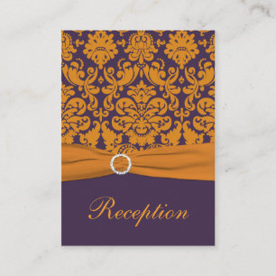 Purple and Orange Damask Enclosure Card