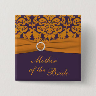 Purple and Orange Damask Mother of the Bride Pin