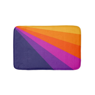 Purple and orange diagonal retro stripes bath mat
