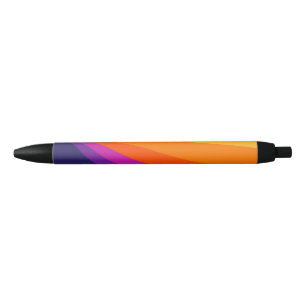 Purple and orange diagonal retro stripes black ink pen