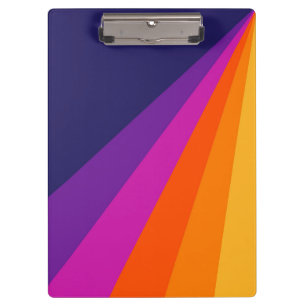 Purple and orange diagonal retro stripes clipboard
