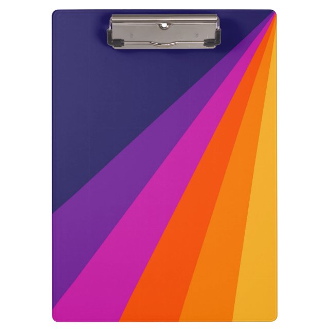 Purple and orange diagonal retro stripes clipboard (Front)