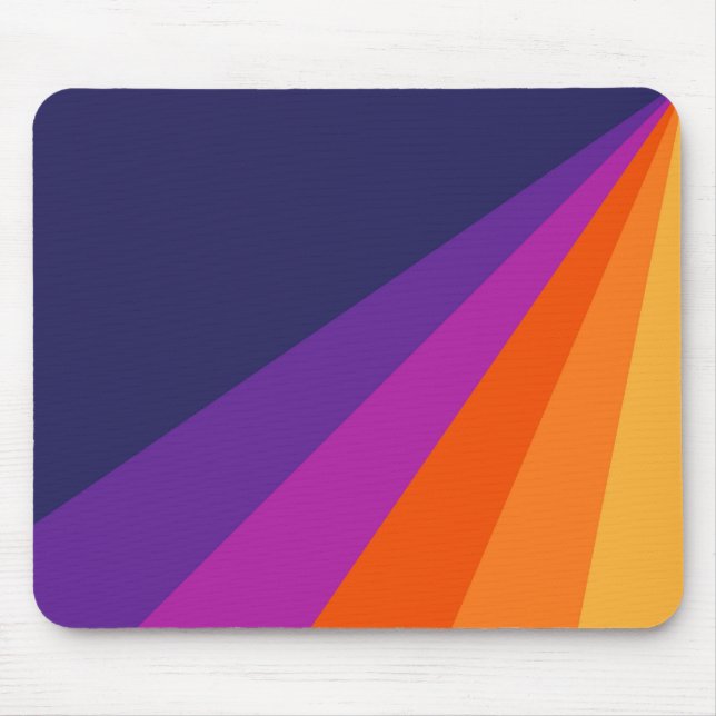 Purple and orange diagonal retro stripes mouse mat (Front)