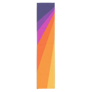 Purple and orange diagonal retro stripes short table runner