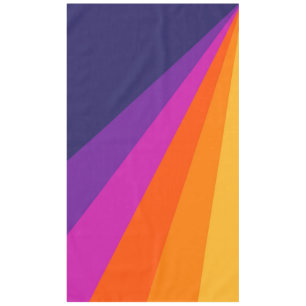 Purple and orange diagonal retro stripes tablecloth