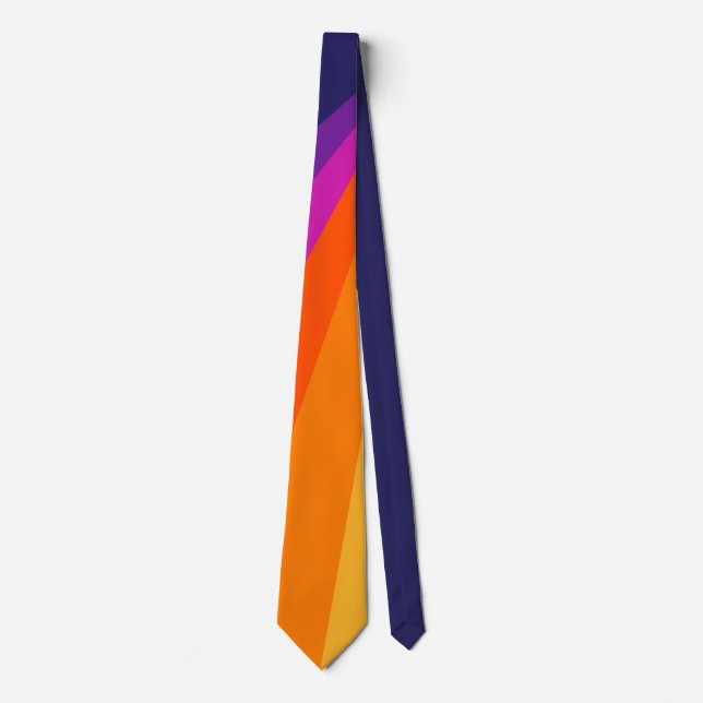 Purple and orange diagonal retro stripes tie (Front)