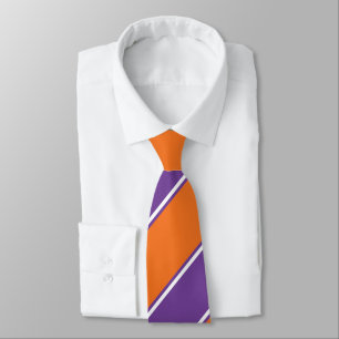 Purple and Orange Diagonally-Striped Tie