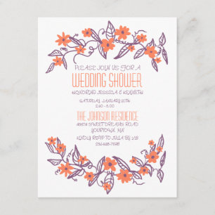 Purple and Orange Floral Banners Wedding Shower Invitation