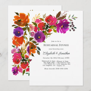 Purple and Orange Floral Rehearsal Dinner Invitation