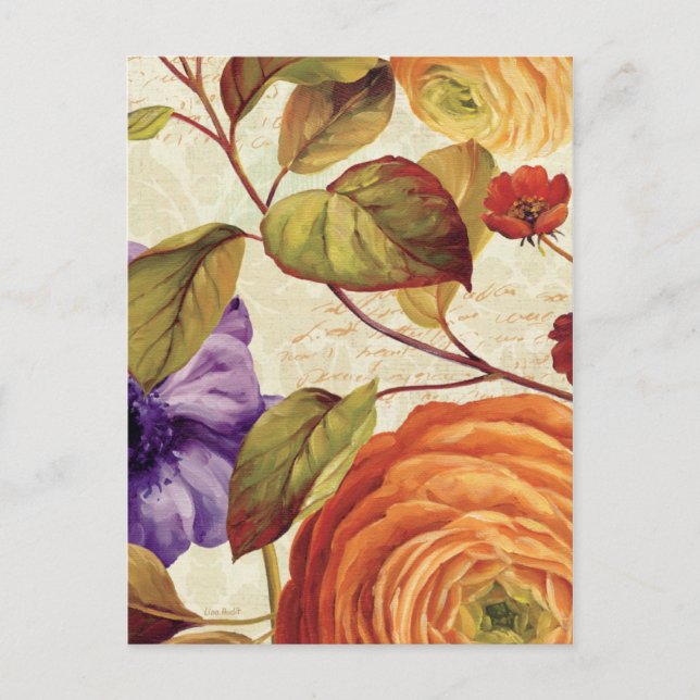 Purple and Orange Flowers Postcard (Front)