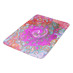 Purple and Orange Groovy Abstract Retro Swirl Bath Mat
