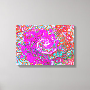 Purple and Orange Groovy Abstract Retro Swirl Canvas Print